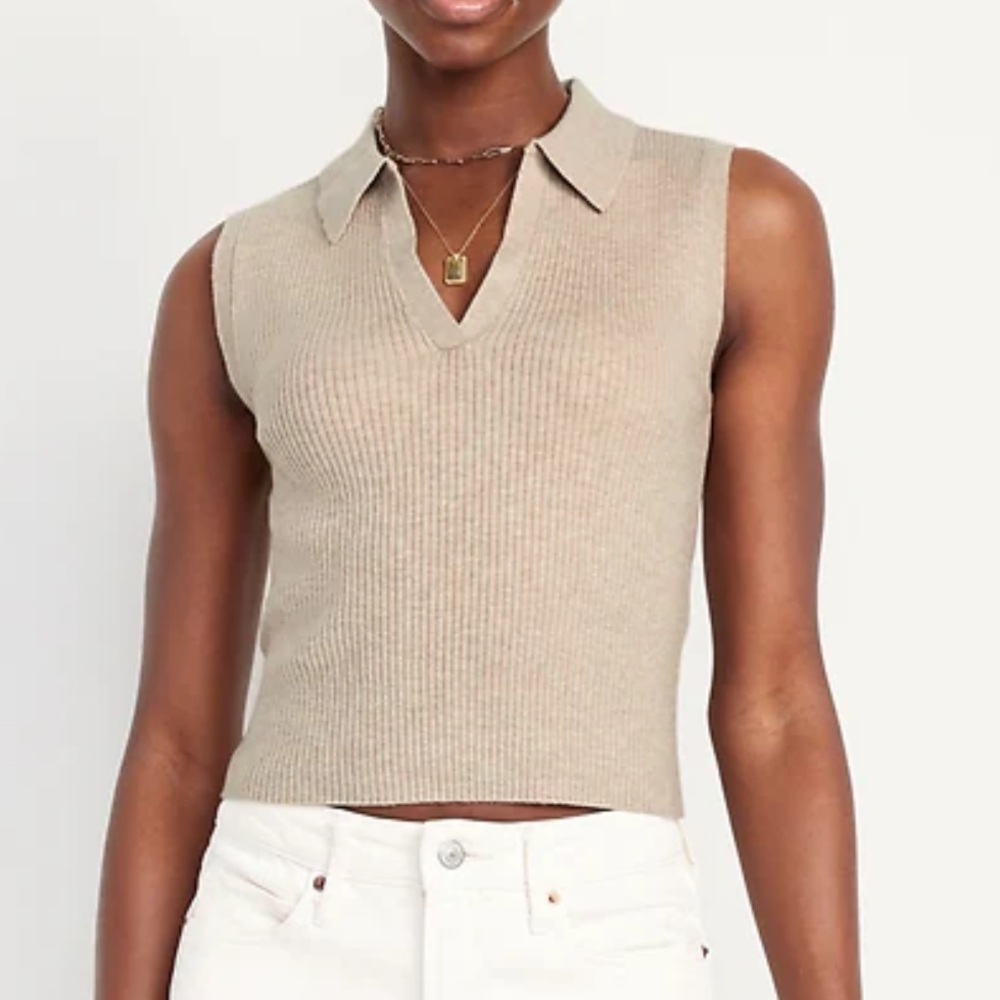 Old Navy Rib-Knit Crop Polo Sweater